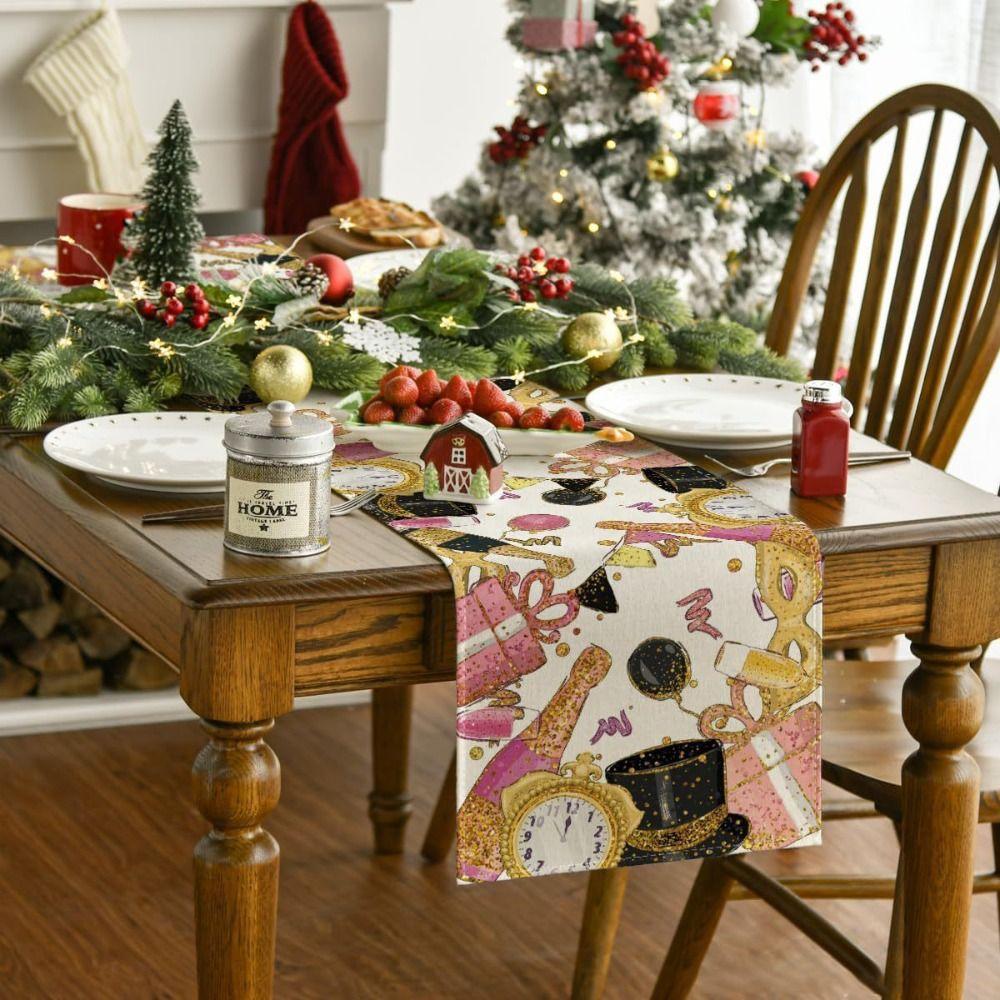 Fashion Chinese New Year Table Runner Wine Glass New Year New Year Tablecloth Table Decor Home Decor