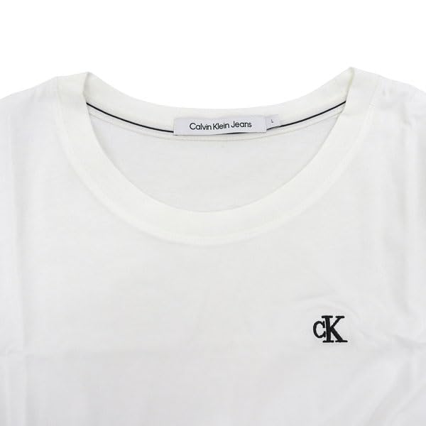 Crew Short J20J212883 [Calvin Klein] Women's T-shirt, Neck, Sleeve, Cotton, One-Point Design, (WHITE/S) [Item]