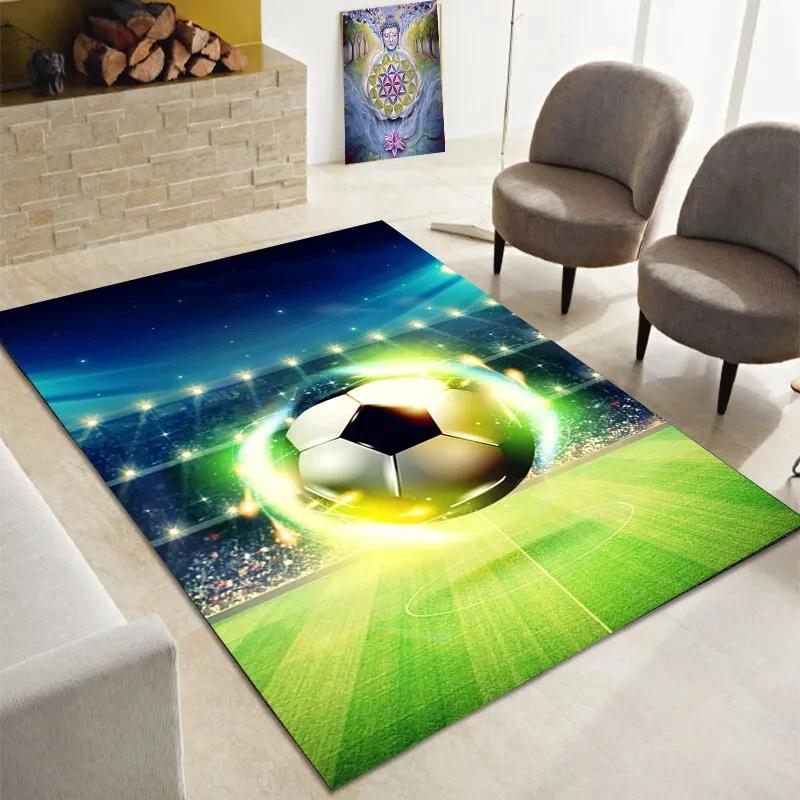 Dywan z motywem piłki nożnej, dywan sportowy, wzór piłki nożnej, mata podłogowa dla dzieci, chłopców i dziewcząt, pokój zabaw, salon, sypialnia