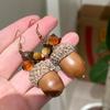 Handmade Retro Pine Cone & Dried Fruit Earrings - Forest Style Artistic Jewelry for Women