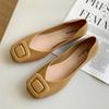 Fashion Women's Summer New PVC Solid Color Square Button Sandals Fashion Shallow Mouth  Casual Flat Women's Single Shoes