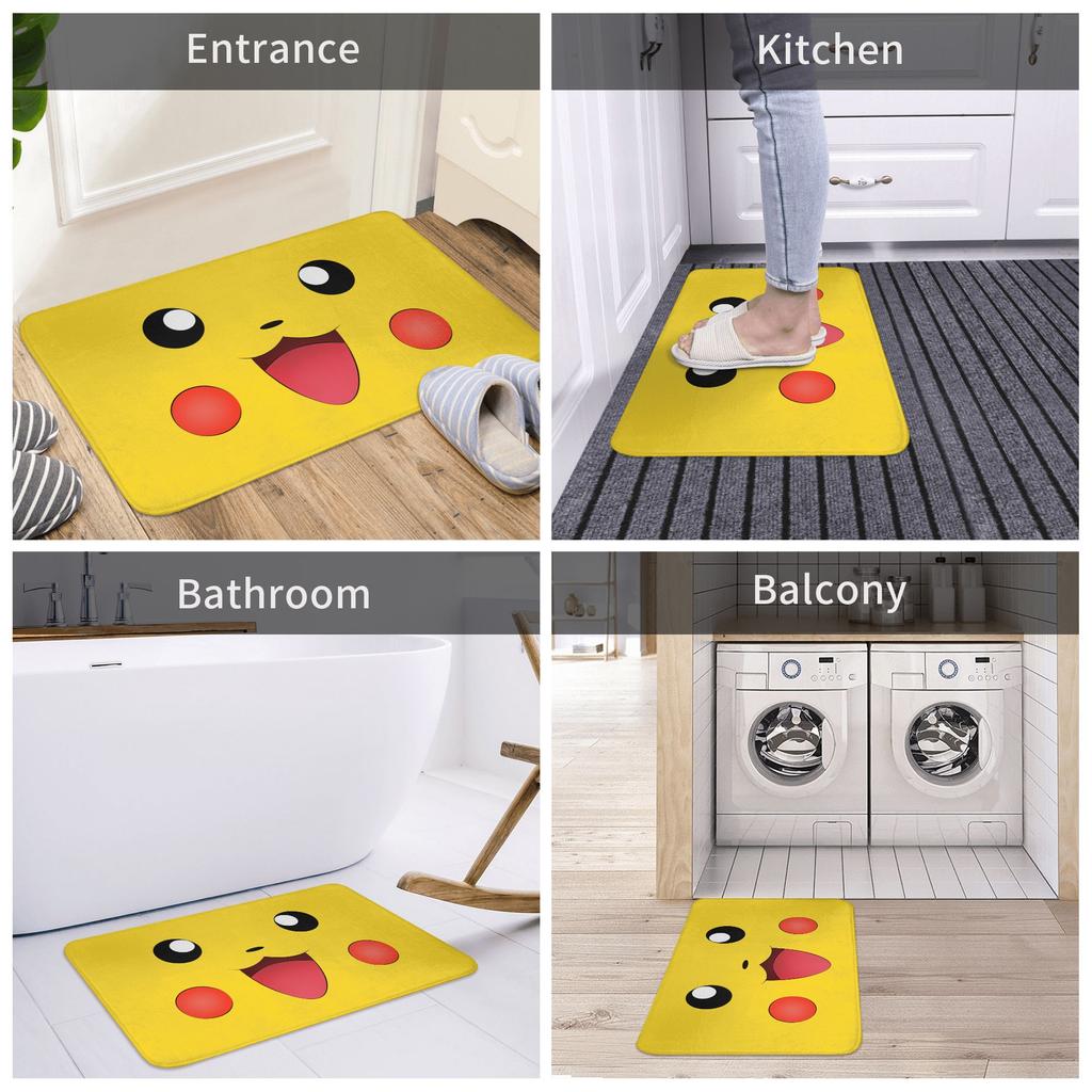 P-Pokemon Pikachus Front Floor Door Entrance Mat Indoor Kitchen Bath Doormat Living Room Carpet Rug