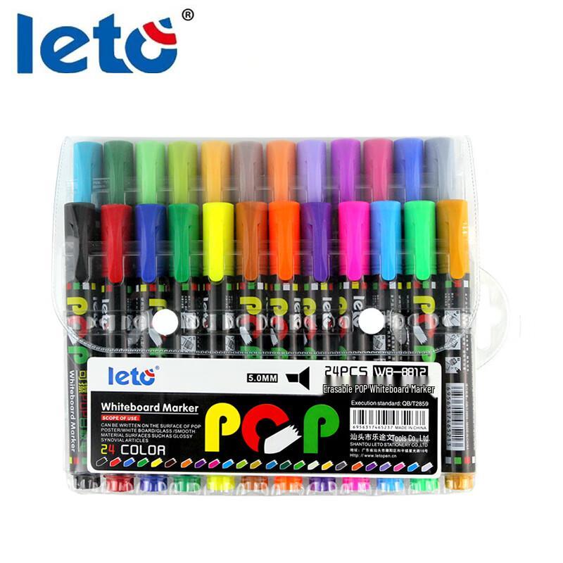 LETO Erasable Whiteboard Marker Set 24 Colors/Box