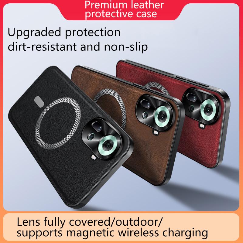 For Oppo Reno 11F Case Magnetic Elegant Leather Wear-Resistant Lens Fully Covered Non-Slip Grip Edge Cover Shell