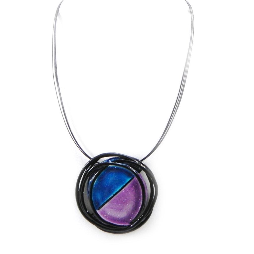 NOA [I2217] - Blue Purple 'Coloring' Designer Necklace