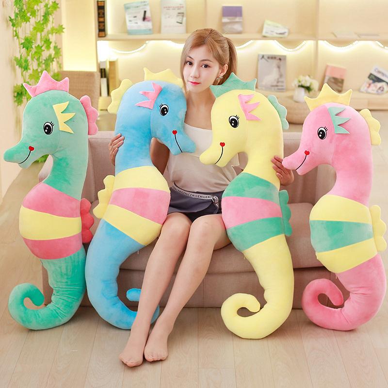 50-160Cm Cartoon Rainbow Long Striped Seahorse Plush Doll Pillow Soft Cute Sea Animal Plush Toy Home Decor Gift For Children