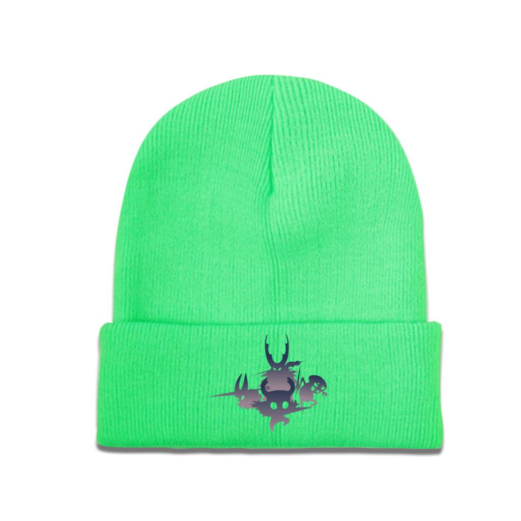 Hollow Knight Farbverlauf Strickmütze Beanie Wintermützen Warm Unisex Mode Totenkopf Videospiel Mützen Unisex Damen Geschenk