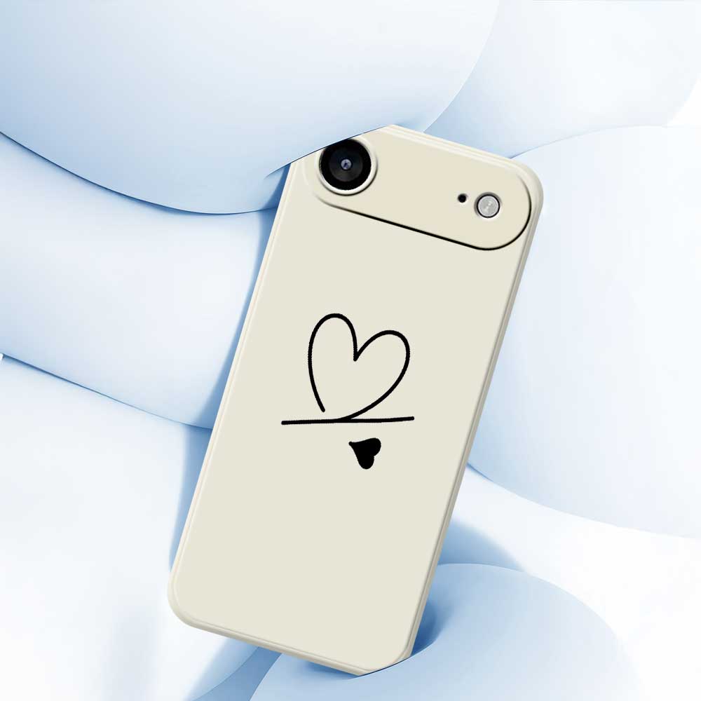 For iPhone 17 Air Case Black Love Pattern Printing Straight Edge TPU Phone Back Cover