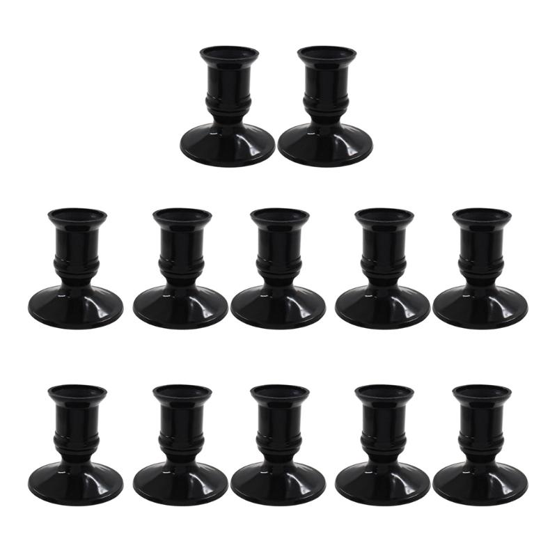 

12Pcs Black Taper Candle Holders Elegant Plastic Designs LED Candle Stand Candlestick for Christmas Weddings and Dinners 1