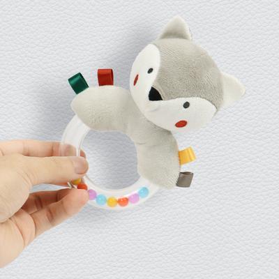 Baby Soothing Cartoon Animal Hand Cranked Bell Plush Doll Color Bead Hand Held Bell 0-1 Year Old Grip Handshake Ring Toy