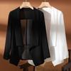 Summer New Long-sleeved Thin Chiffon Jacket Women's Versatile Loose Air Conditioning Cardigan with Suspenders