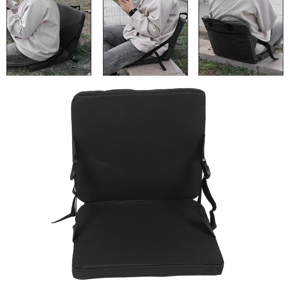Durable With Zippered Pocket Folding Chair Cushion With Handle Black Adjustable Floor Chair Foldable Chair Cushion Camping Trips