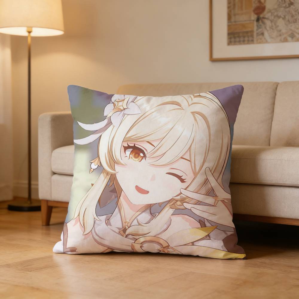 GGenshin Lumine Impact Pillow Case Cushion Cover Throw Pillow Case For Car Sofa