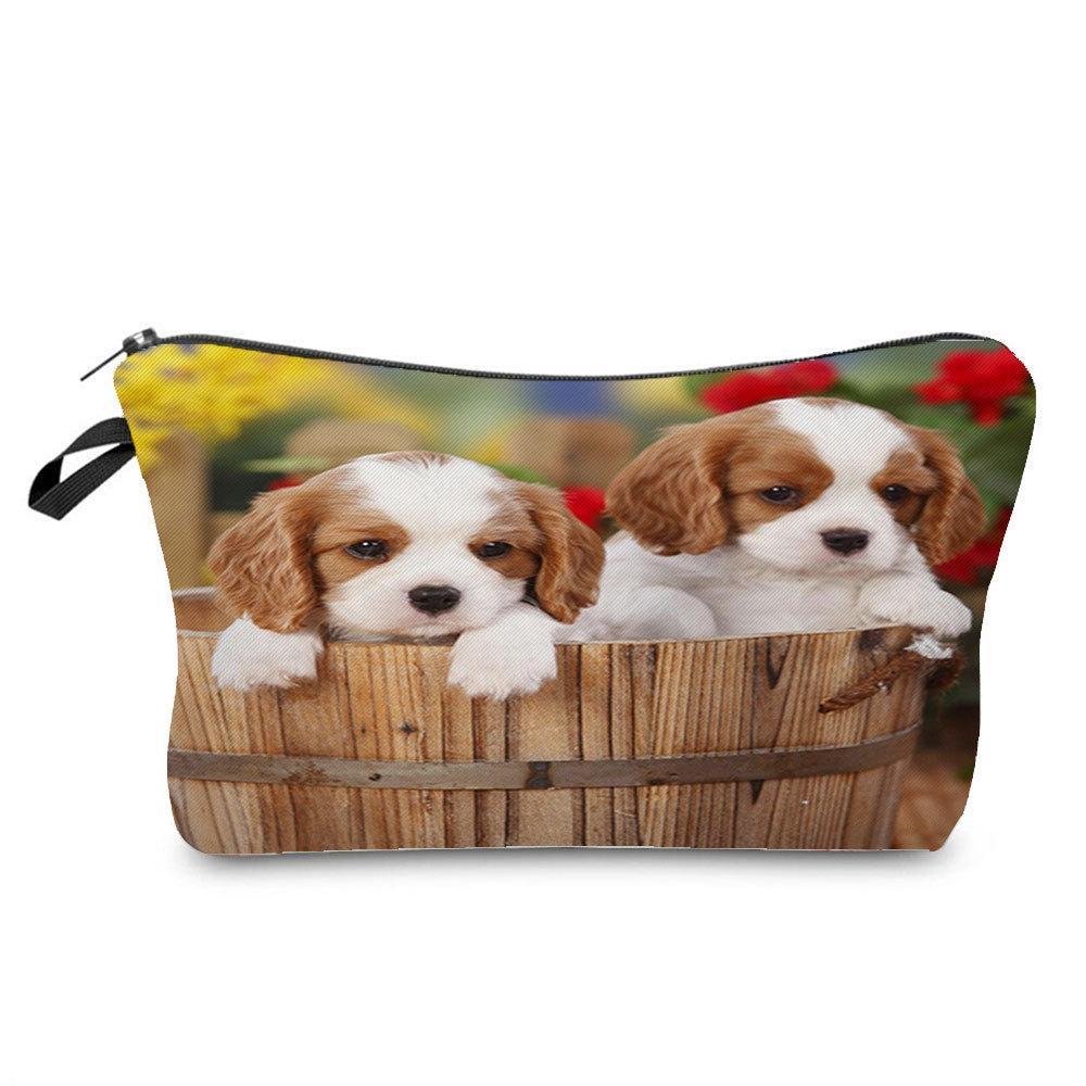 Women Dog Print Cosmetic Bag Toiletries Organize Travel Storage Case 6873