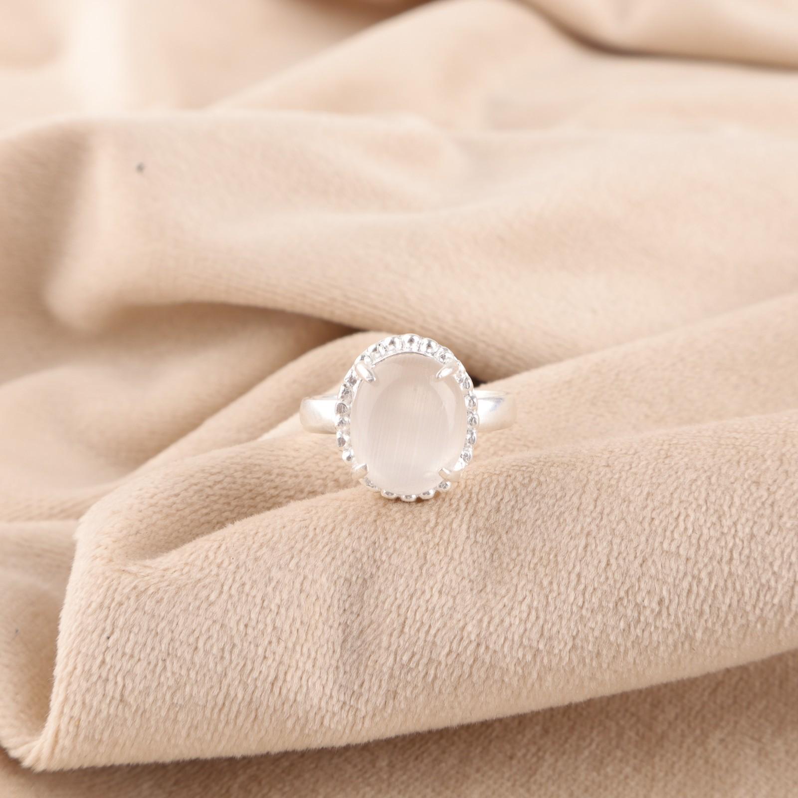 

Натуральный Белый Селенит Серебро 925 пробы Заявление на День Дружбы Коронная чакра Новое кольцо RR-28-39 15