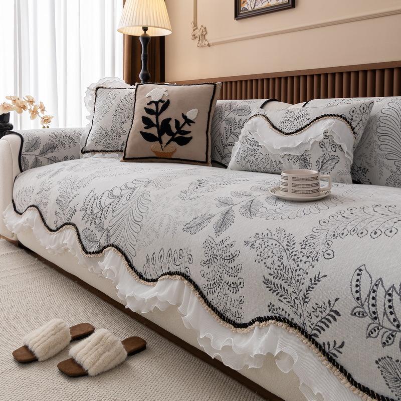 French Skirt Special-Shaped Sofa Cushion  New Four-Season Universal High-End Straight Sofa Seat Cushion Non-Slip Cover