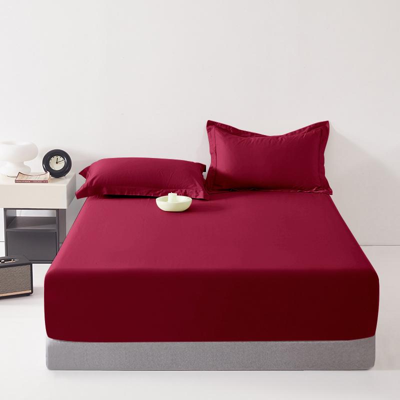 

1 Простыня с очень глубоким карманом, Матовая простыня винно-красного цвета для спальни, Мягкое и дышащее постельное белье (Подходит для матрасов 45-60 см) 90x200cm вино красного