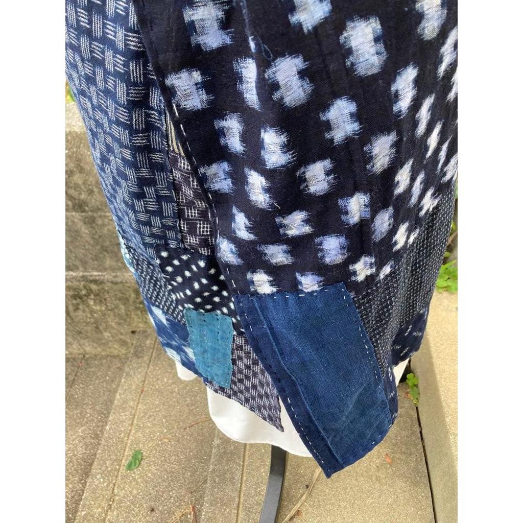 Used B51 Boro apron, old cloth, remake, indigo dye, kasuri, patchwork, pieced together, sashiko