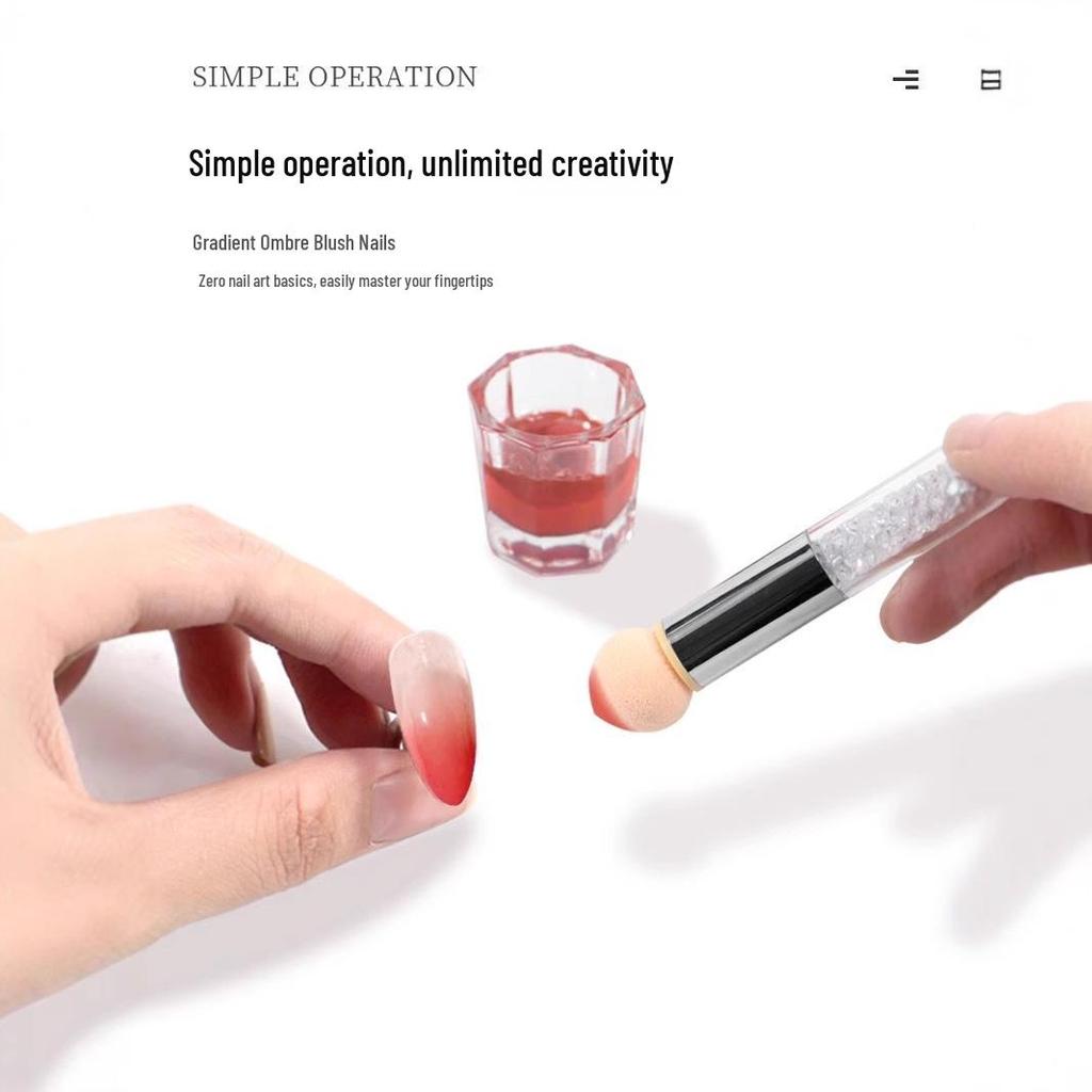 Nail Art Dual-Head Sponge Gradient & Dotting Blush Brush Tool