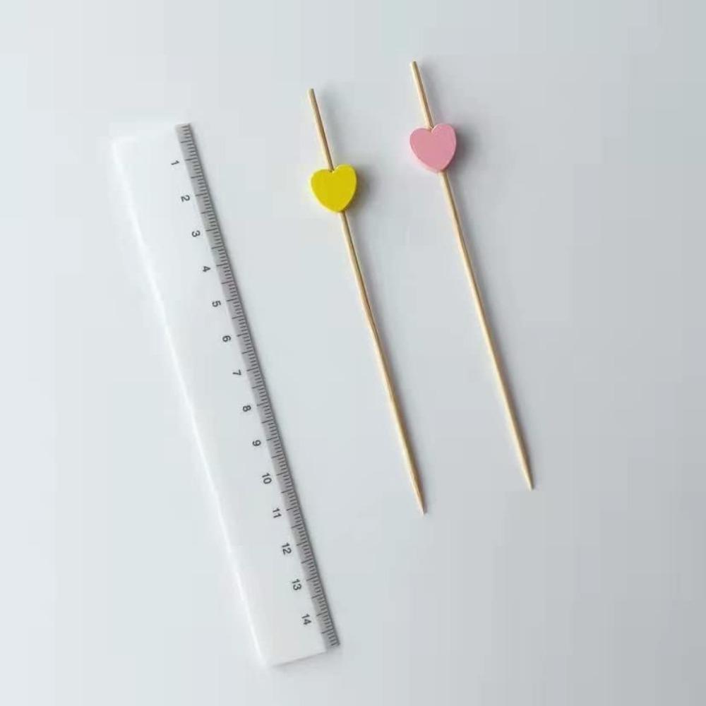 100Pcs Heart-Shaped Bamboo Cocktail Picks