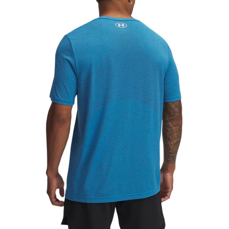 Under Armour Vanish Seamless Logo Round Neck Pullover Short Sleeve T-Shirt Men T-Shirts Blue 1382801-452