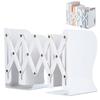 ALIOBC Extendable Metal Desktop Bookshelf with Magazine and Document Newspaper Retractable Office White Bookends, Anti-Tip Dividers, Storage, Files,