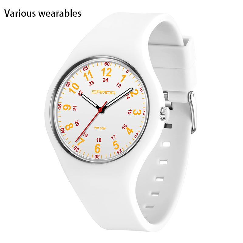 

Женские простые темпераментные часы для начальной школы, светящиеся водонепроницаемые силиконовые кварцевые часы