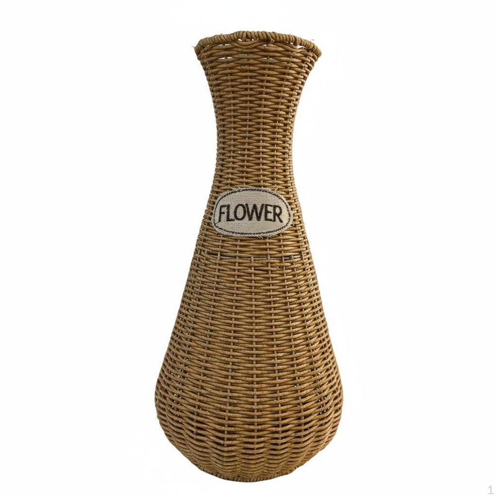 Imitation Rattan Vase Minimalist Design Floor Look Home Decoration for Living Room, Entryway,