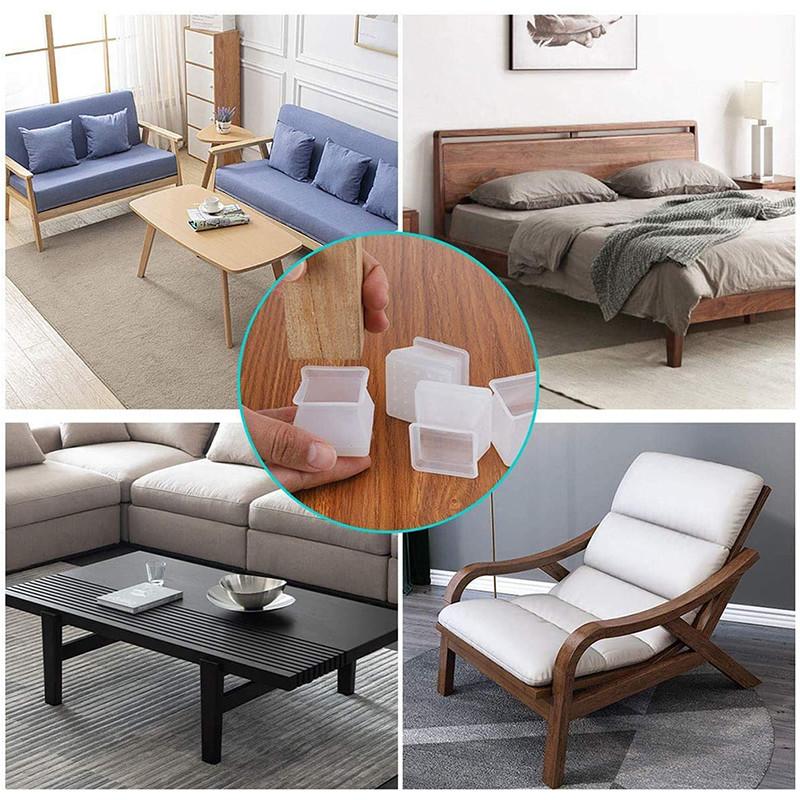 8/16Pcs Anti-slip Chair Leg Caps Silicone Table Cover Feet Pads Floor Protectors Furniture Accessories