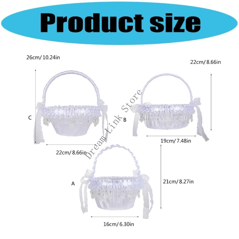 Multi Purpose White Decorative Basket For Flower Girls Lightweight Fabric And Portable Handheld Basket Decoration