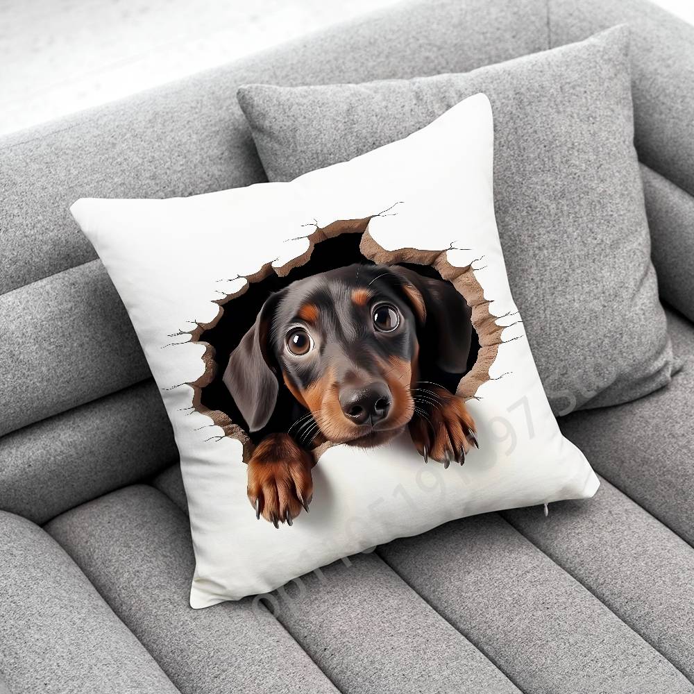 Dachshund Sausage Dog Puppy Christmas TREE Throw Pillow Case For 45*45cm 40cm 30cm 50cm 55cm Square Home Pillowcase Case
