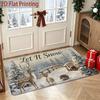 2D Flat Reindeer Snowy Scenery Pattern Design Velvet Non-Slip Floor Mat Christmas Door Mat Non-Clogging Instant Absorbent Carpet Machine Washable Non-