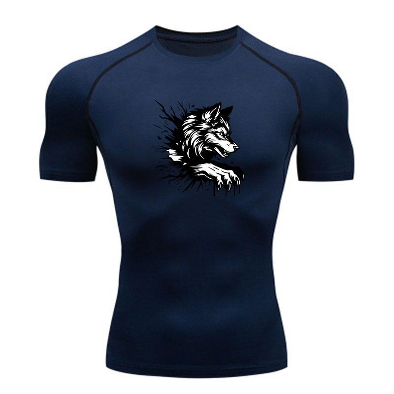 Men's Compression Workout T-Shirt, Ferocious Wolf Break Thro