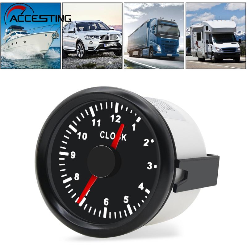 52mm Clock Gauge 12 Hours For Cars Boat Truck With Red Backlight Waterproof Clock Meter Car Gauges boat clock 9-32V
