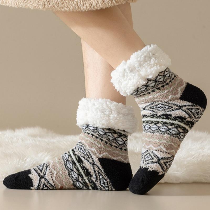 Ethnic Style Warm Socks Winter Home Floor Socks Thick Plush Men's Socks