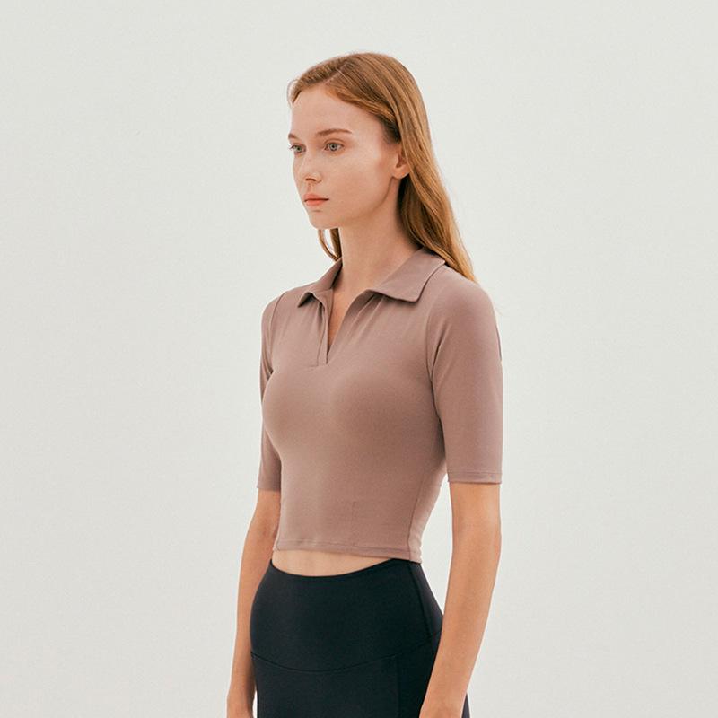 

Women s Slim Fit Polo Shirt - Short Sleeve Yoga & Fitness Top Medium