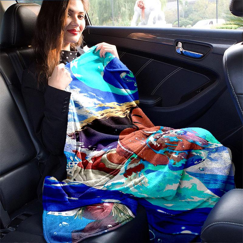 1 pezzo, Coperta Decorativa per la Casa Ispirata a Moana con Onde Oceaniche Perfetta per Divano, Letto, Viaggio, Campeggio, Auto, Spiaggia, Ufficio Riposo Morbido Plaid Regalo