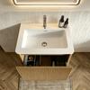 Bathroom Furniture Set Washstand with Base Cabinet, 60cm Wide Hanging Base Cabinet with Washbasin, Modern Set with Side Cabinet, Oak Wood Color