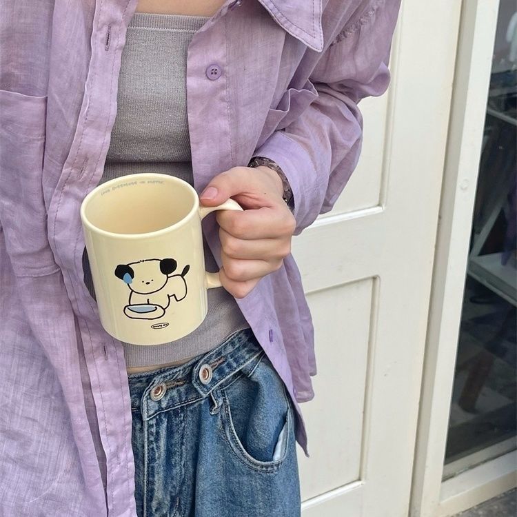 Cute Sweat Puppy Ceramic Cup Couple High-looking Mug Afternoon Tea Coffee Cup Household Tea Drinking Water Cup