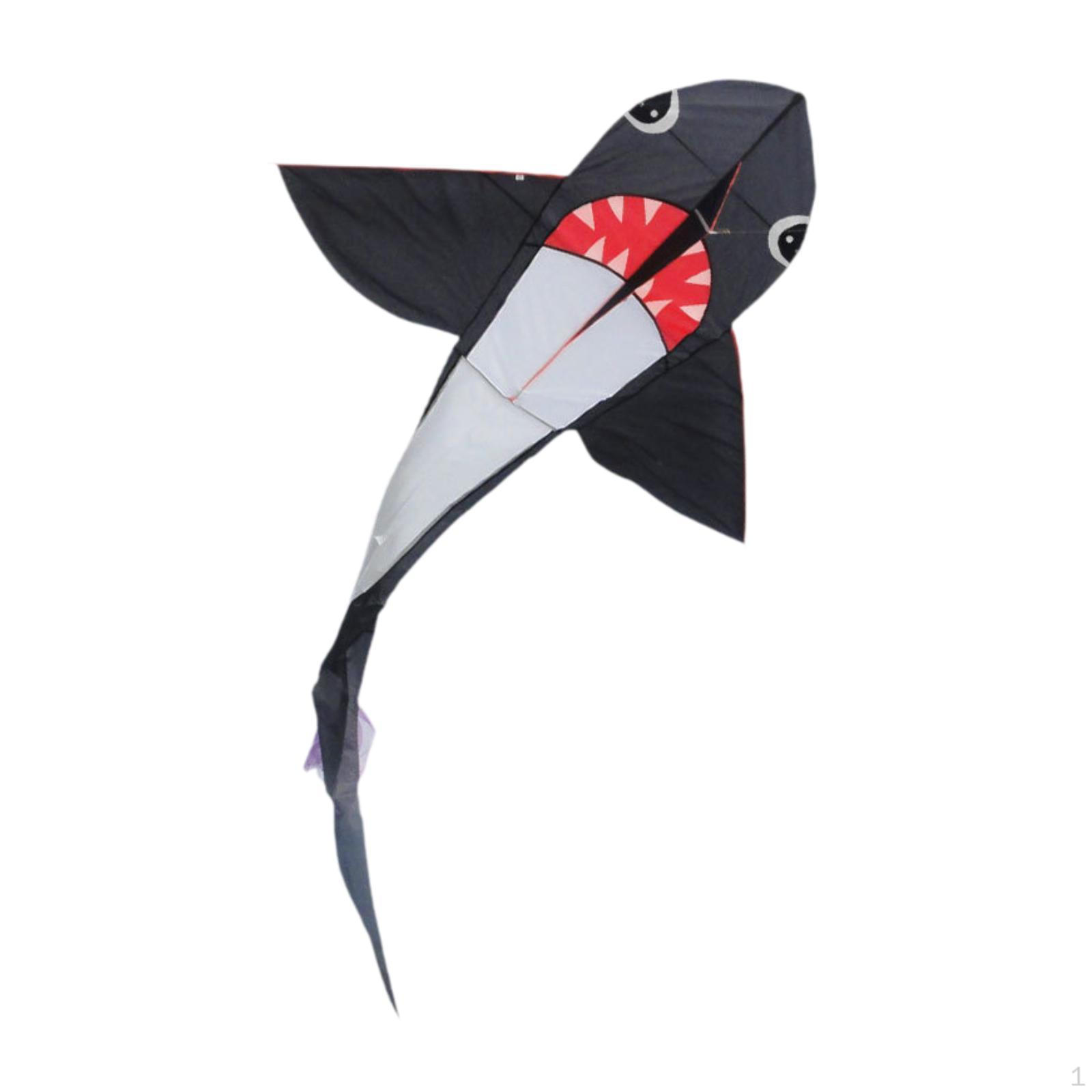 

Shark Shaped Kite Toy Relaxing Game with Long Tail Single Line Large Size for Lawn Backyard