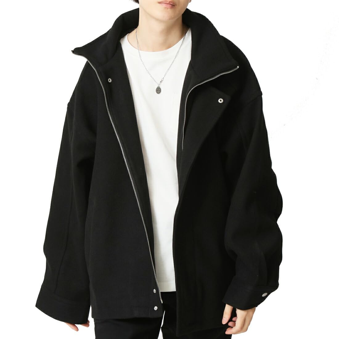 

Arcade Oversized Tech Wool Short Oversized Size Black Men s Overcoat, Coat, Blouson, L, чёрный