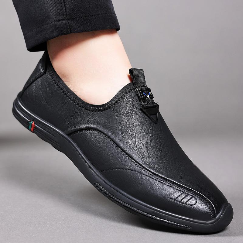 

Кожаная обувь мужская повседневная обувь дышащая мягкая подошва универсальная обувь для вождения 38 чёрный