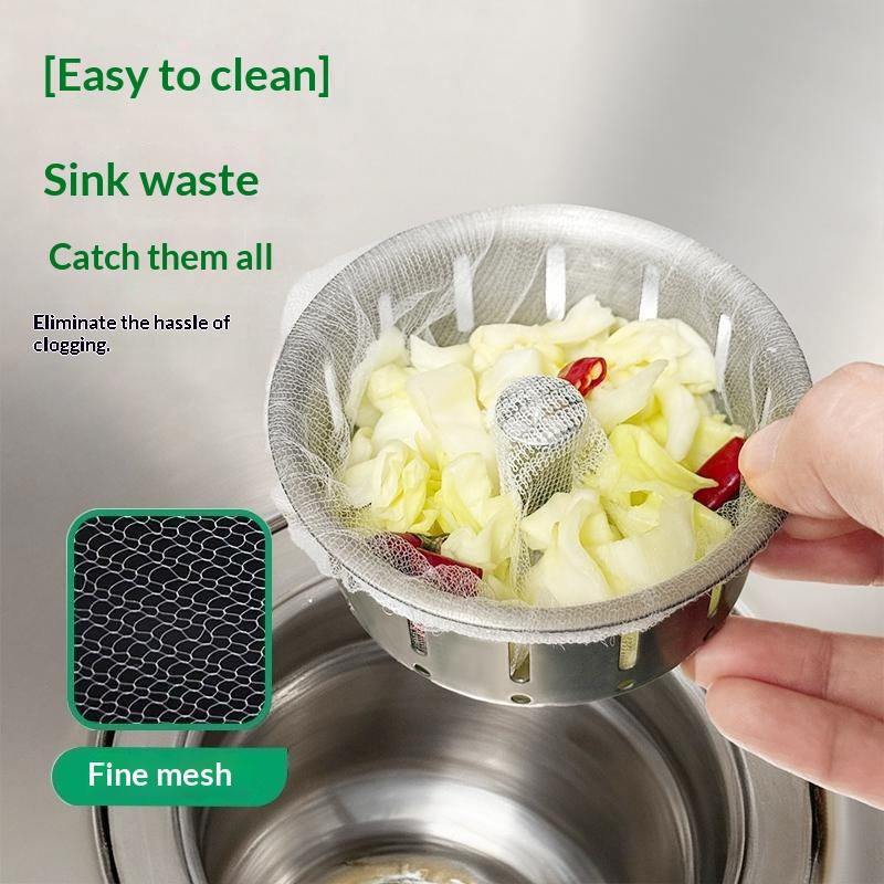 100 Pcs Kitchen Sink Anti Clog Drain Mesh Bags Upgraded Extra Thick Elastic Edge Dense Filter for Food Residue Home Use