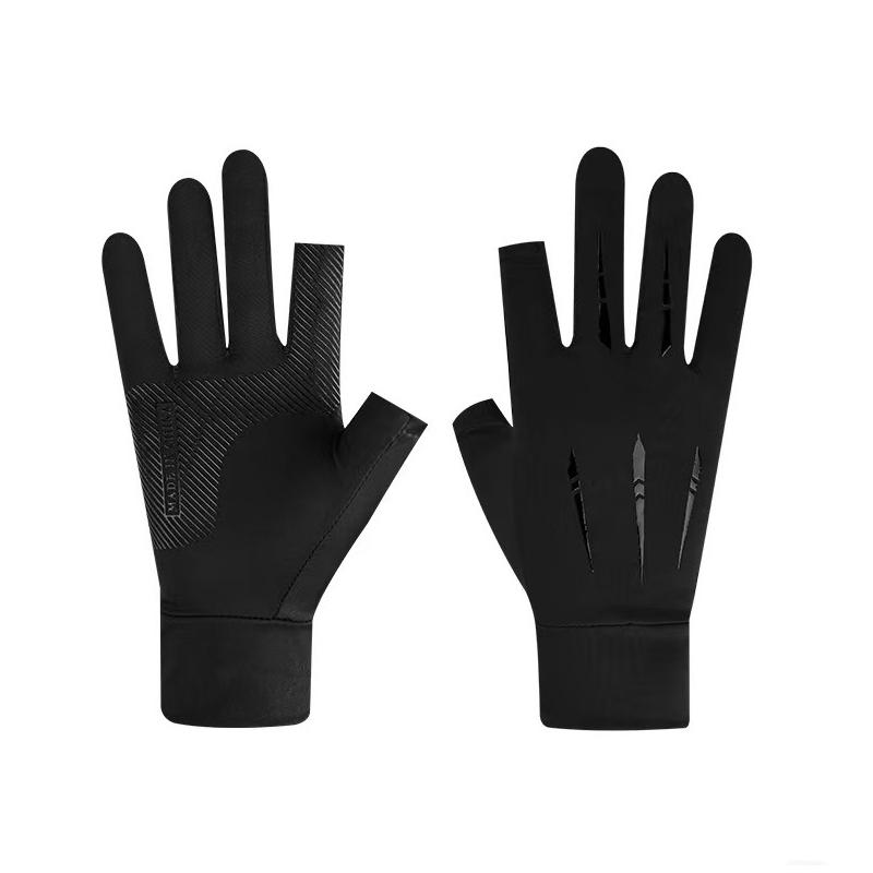 

Ice Silk Gloves Men Women Breathable Touch Screen Thin Sunscreen Outdoor Riding Glove Anti UV Highly Elastic Quick Drying Gloves чорний