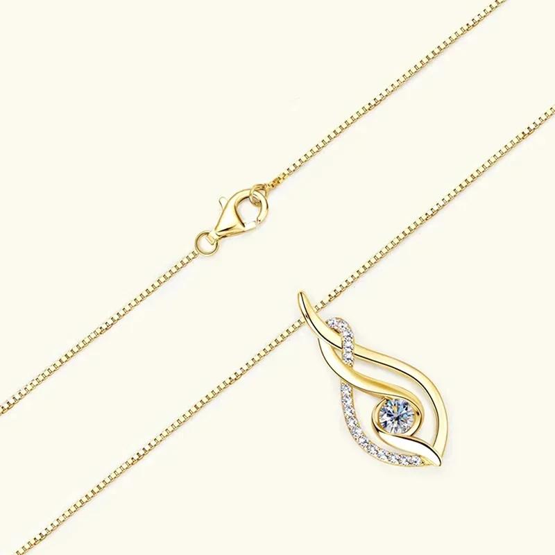 Huitan Aesthetic Bridal Wedding Necklace Luxury  Color/Gold Color Cubic Zirconia Pendant Necklace Trendy Jewelry for Women