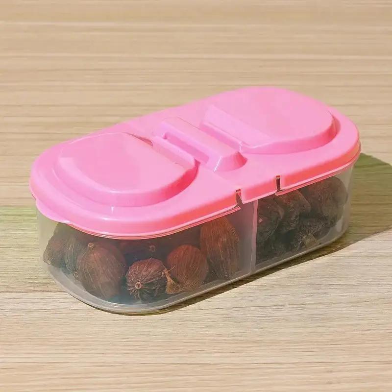 2 Grid Grain Sealed Jar Kitchen Fruit and Vegetable Preservation Storage Box Food Spice Sealed Plastic Box Travel Lunch Boxes