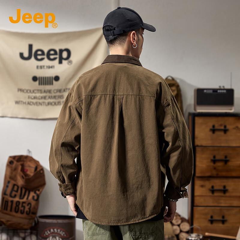 JEEP Men's Casual 100% Cotton Long-Sleeve Shirt