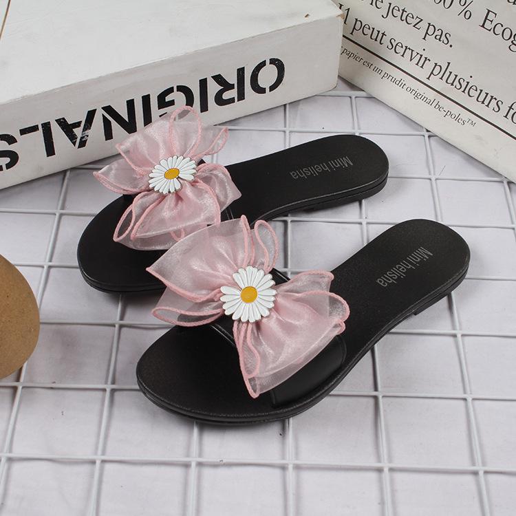 Yuzhihao Women s Chrysanthemum Bow One-Strap Sandals - Summer Fashion 37