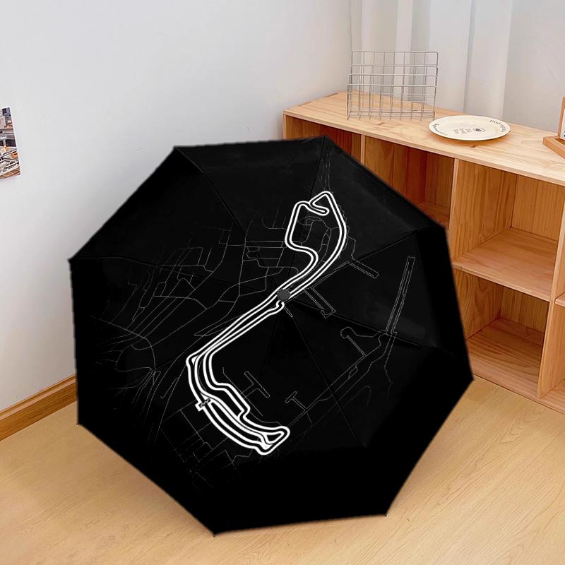 1 PC Automatic Folding Umbrella - F1 Track Map Pattern, Portable & Foldable Design with 8 Ribs, Christmas Birthday Gifts