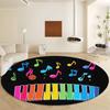 Music Color Piano Key Notes Print Round Area Rug,Cartoon Style Washable Circular Carpet Runner - Non Slip Circle Rug Carpet Mat